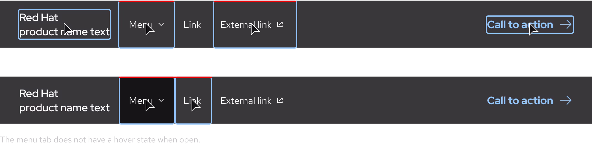 Image of dark scheme secondary navigation active states